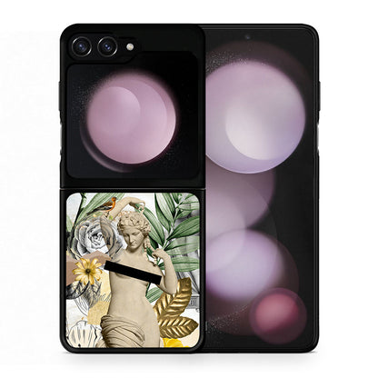 Θήκη Samsung Galaxy Z Flip5 Woman Statue από τη Smartfits με σχέδιο στο πίσω μέρος και μαύρο περίβλημα | Samsung Galaxy Z Flip5 Woman Statue case with colorful back and black bezels