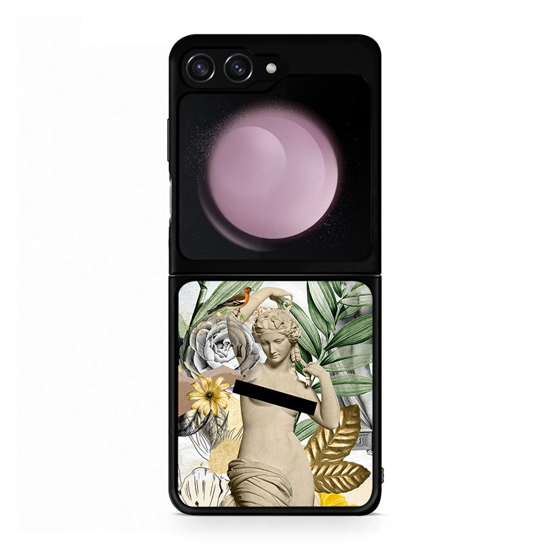 Samsung Galaxy Z Flip5 Woman Statue θήκη από τη Smartfits με σχέδιο στο πίσω μέρος και μαύρο περίβλημα | Smartphone case with colorful back and black bezels by Smartfits