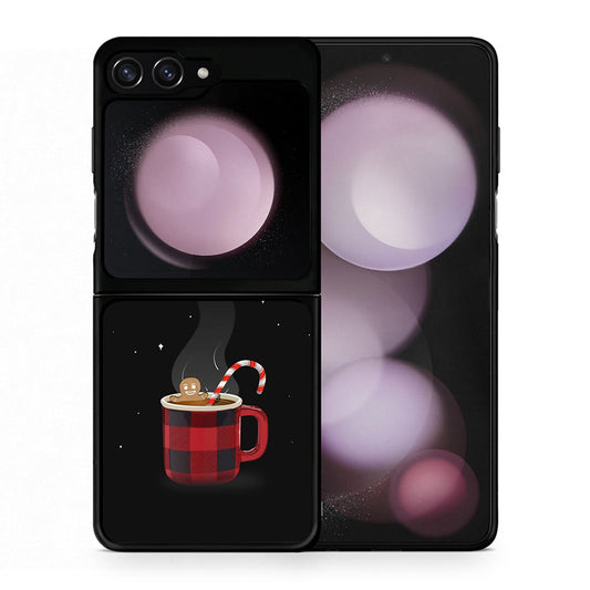 Θήκη Samsung Galaxy Z Flip5 Xmas Bathing από τη Smartfits με σχέδιο στο πίσω μέρος και μαύρο περίβλημα | Samsung Galaxy Z Flip5 Xmas Bathing case with colorful back and black bezels
