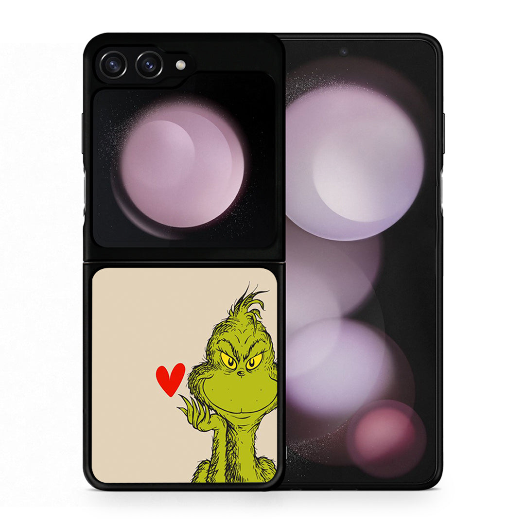 Θήκη Samsung Galaxy Z Flip5 Xmas Grinch από τη Smartfits με σχέδιο στο πίσω μέρος και μαύρο περίβλημα | Samsung Galaxy Z Flip5 Xmas Grinch case with colorful back and black bezels