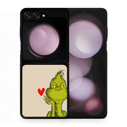 Θήκη Samsung Galaxy Z Flip5 Xmas Grinch από τη Smartfits με σχέδιο στο πίσω μέρος και μαύρο περίβλημα | Samsung Galaxy Z Flip5 Xmas Grinch case with colorful back and black bezels