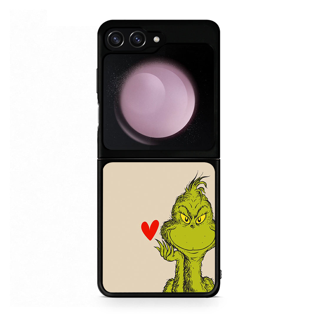 Samsung Galaxy Z Flip5 Xmas Grinch θήκη από τη Smartfits με σχέδιο στο πίσω μέρος και μαύρο περίβλημα | Smartphone case with colorful back and black bezels by Smartfits