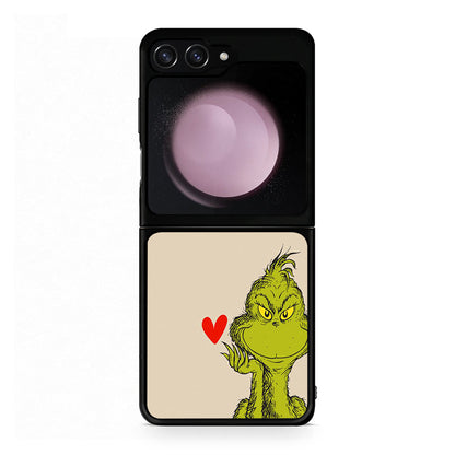 Samsung Galaxy Z Flip5 Xmas Grinch θήκη από τη Smartfits με σχέδιο στο πίσω μέρος και μαύρο περίβλημα | Smartphone case with colorful back and black bezels by Smartfits