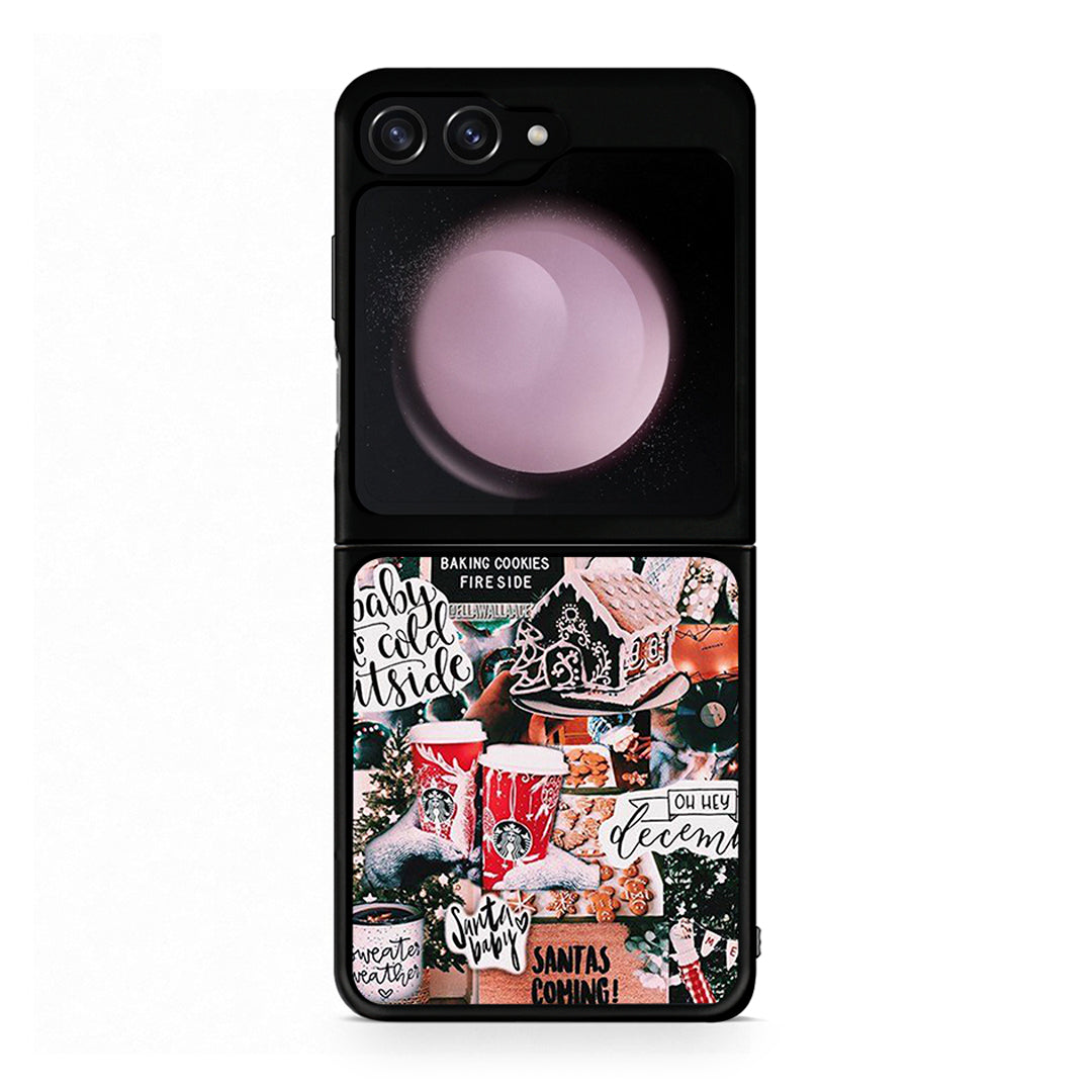 Samsung Galaxy Z Flip5 Xmas Habbits θήκη από τη Smartfits με σχέδιο στο πίσω μέρος και μαύρο περίβλημα | Smartphone case with colorful back and black bezels by Smartfits