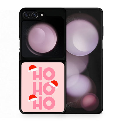 Θήκη Samsung Galaxy Z Flip5 Xmas Ho Ho Ho από τη Smartfits με σχέδιο στο πίσω μέρος και μαύρο περίβλημα | Samsung Galaxy Z Flip5 Xmas Ho Ho Ho case with colorful back and black bezels