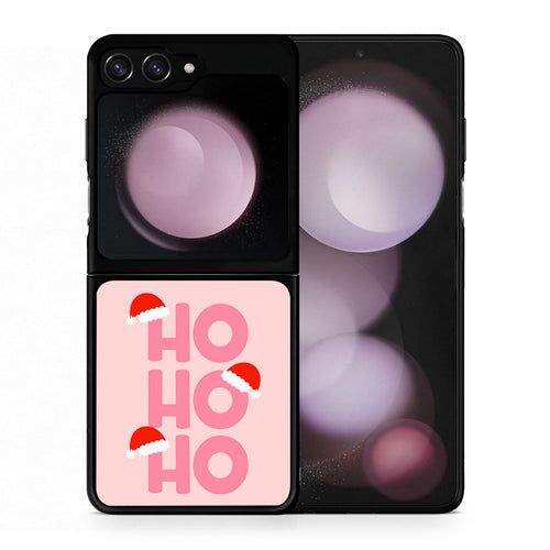 Θήκη Samsung Galaxy Z Flip5 Xmas Ho Ho Ho από τη Smartfits με σχέδιο στο πίσω μέρος και μαύρο περίβλημα | Samsung Galaxy Z Flip5 Xmas Ho Ho Ho case with colorful back and black bezels
