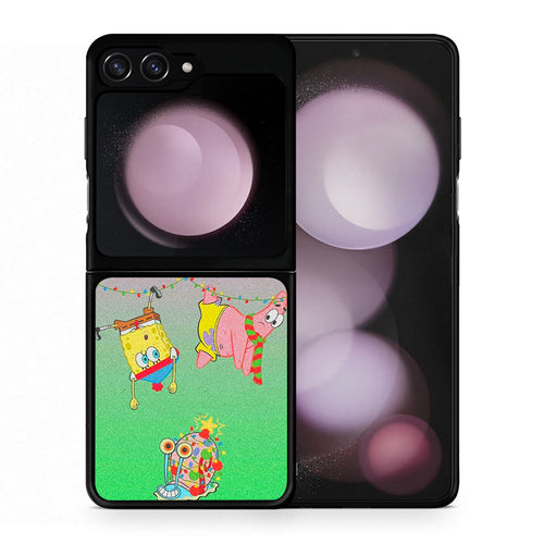 Θήκη Samsung Galaxy Z Flip5 Xmas Lights από τη Smartfits με σχέδιο στο πίσω μέρος και μαύρο περίβλημα | Samsung Galaxy Z Flip5 Xmas Lights case with colorful back and black bezels
