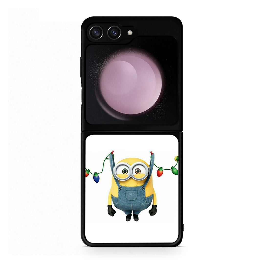 Samsung Galaxy Z Flip5 Xmas Minion Lights θήκη από τη Smartfits με σχέδιο στο πίσω μέρος και μαύρο περίβλημα | Smartphone case with colorful back and black bezels by Smartfits