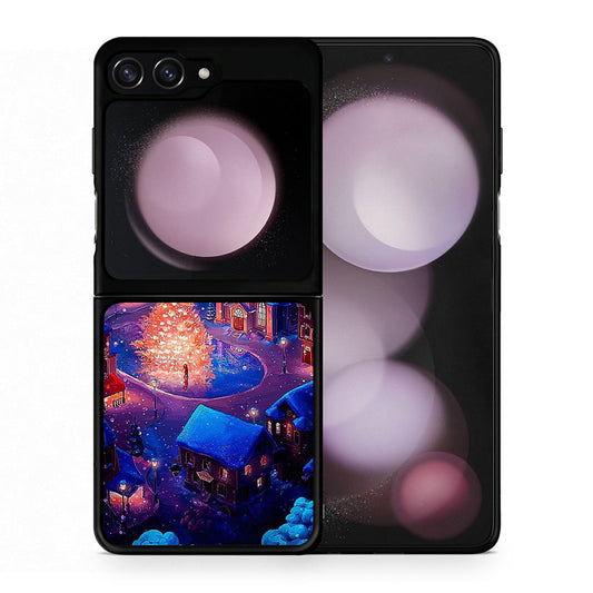Θήκη Samsung Galaxy Z Flip5 Xmas Village από τη Smartfits με σχέδιο στο πίσω μέρος και μαύρο περίβλημα | Samsung Galaxy Z Flip5 Xmas Village case with colorful back and black bezels