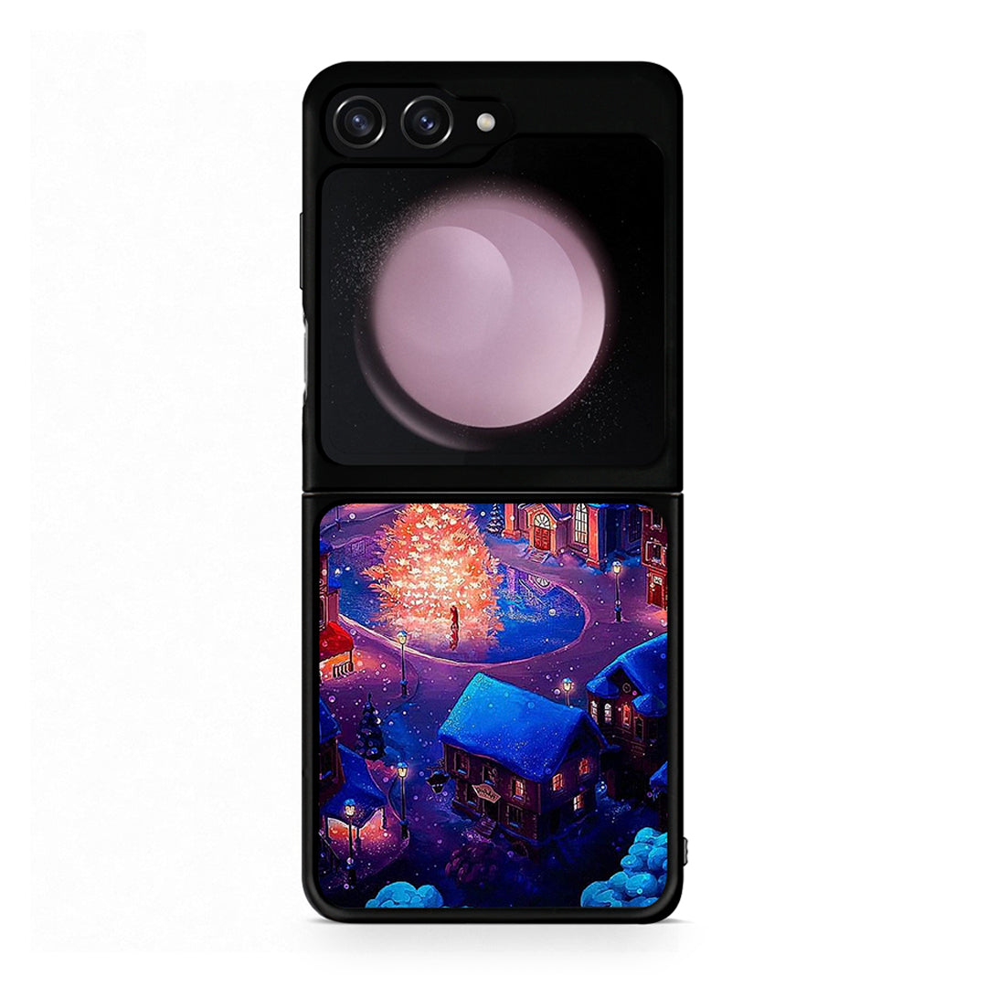 Samsung Galaxy Z Flip5 Xmas Village θήκη από τη Smartfits με σχέδιο στο πίσω μέρος και μαύρο περίβλημα | Smartphone case with colorful back and black bezels by Smartfits