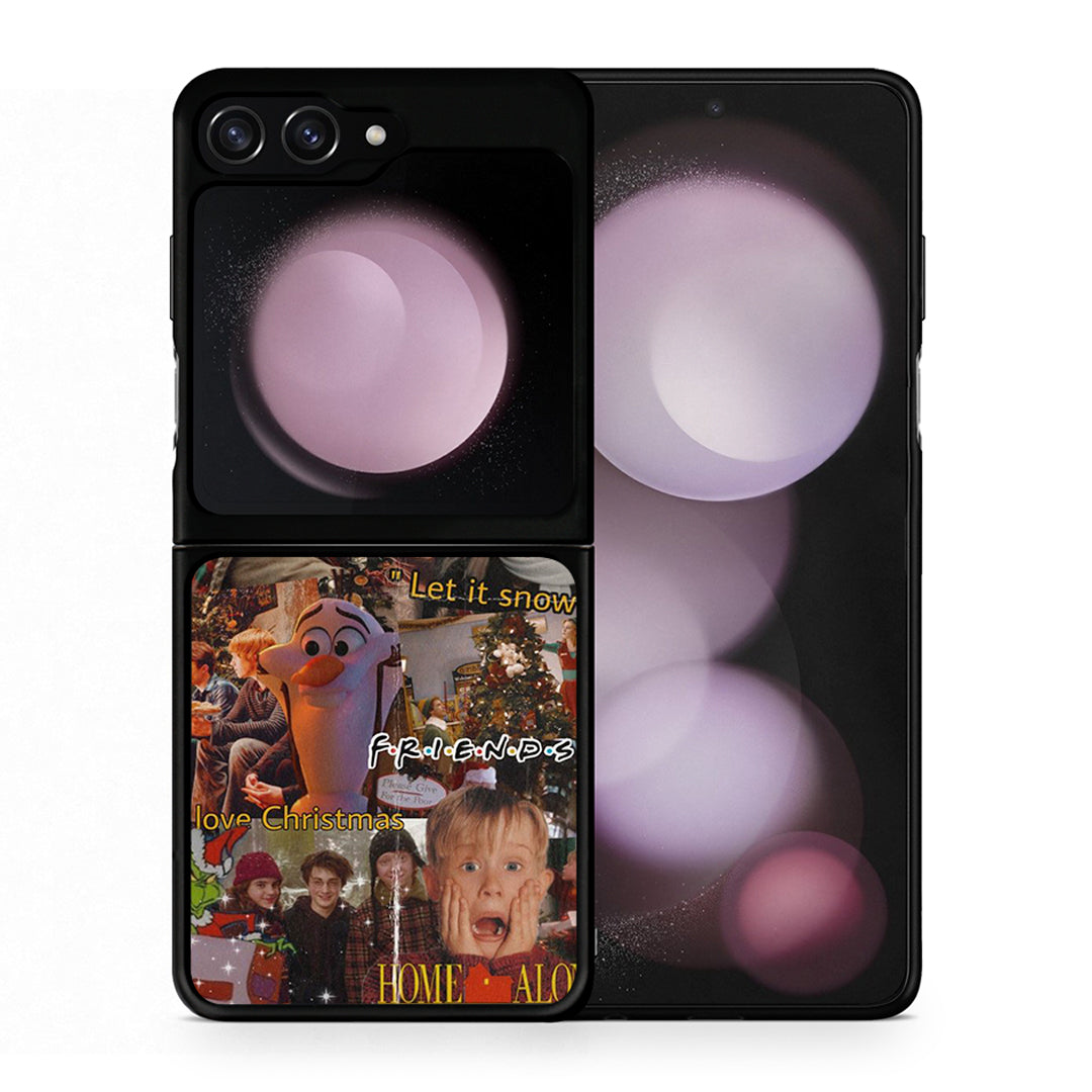 Θήκη Samsung Galaxy Z Flip5 Xmas Wishes από τη Smartfits με σχέδιο στο πίσω μέρος και μαύρο περίβλημα | Samsung Galaxy Z Flip5 Xmas Wishes case with colorful back and black bezels
