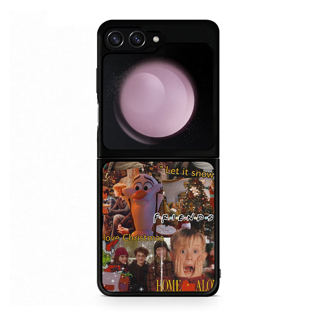 Samsung Galaxy Z Flip5 Xmas Wishes θήκη από τη Smartfits με σχέδιο στο πίσω μέρος και μαύρο περίβλημα | Smartphone case with colorful back and black bezels by Smartfits