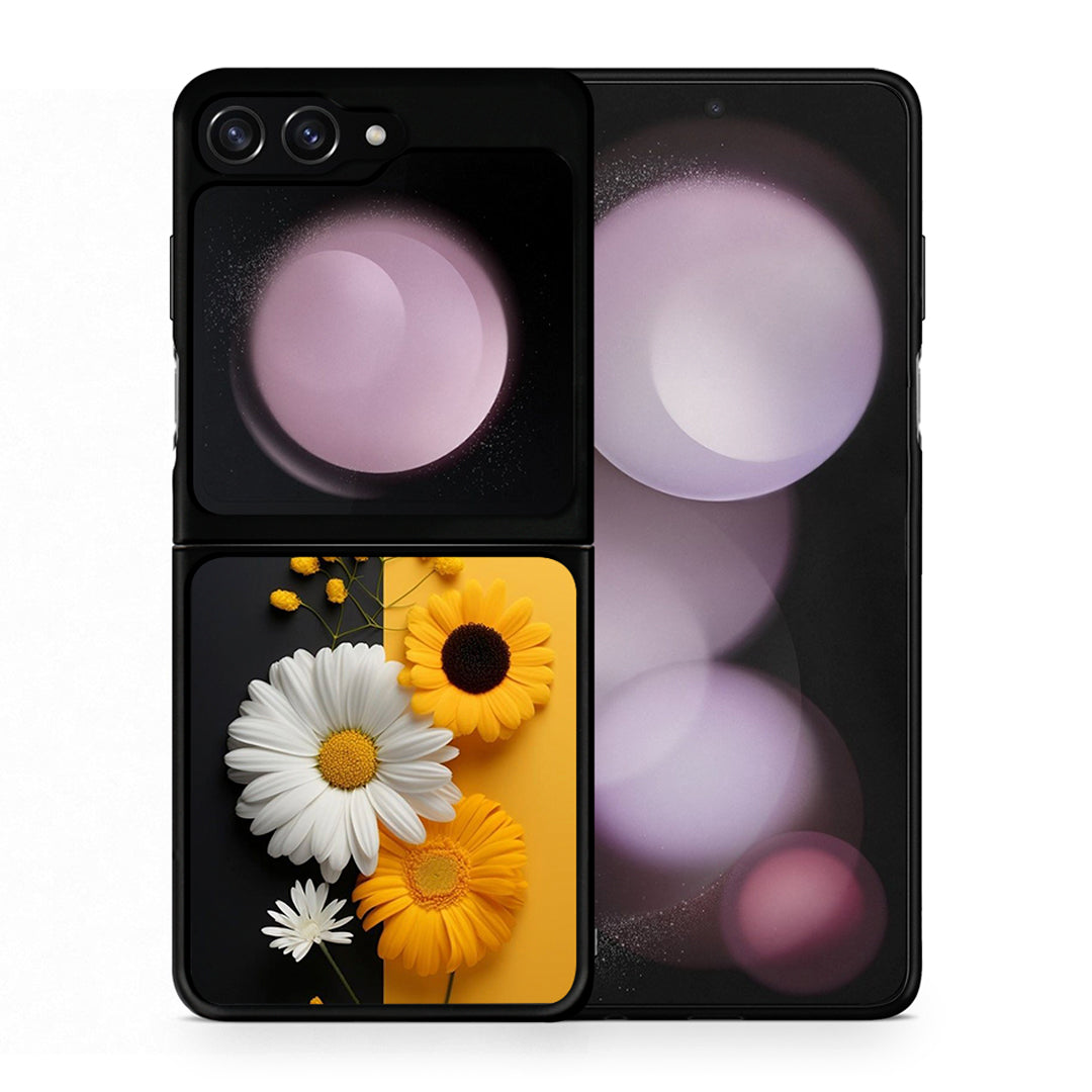 Θήκη Samsung Galaxy Z Flip5 Yellow Daisies από τη Smartfits με σχέδιο στο πίσω μέρος και μαύρο περίβλημα | Samsung Galaxy Z Flip5 Yellow Daisies case with colorful back and black bezels