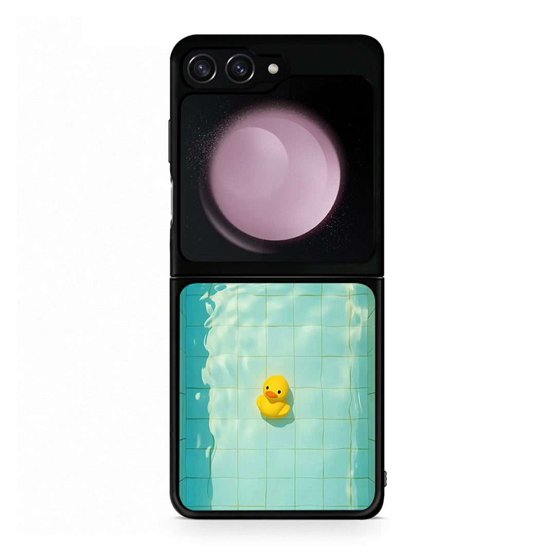 Samsung Galaxy Z Flip5 Yellow Duck θήκη από τη Smartfits με σχέδιο στο πίσω μέρος και μαύρο περίβλημα | Smartphone case with colorful back and black bezels by Smartfits