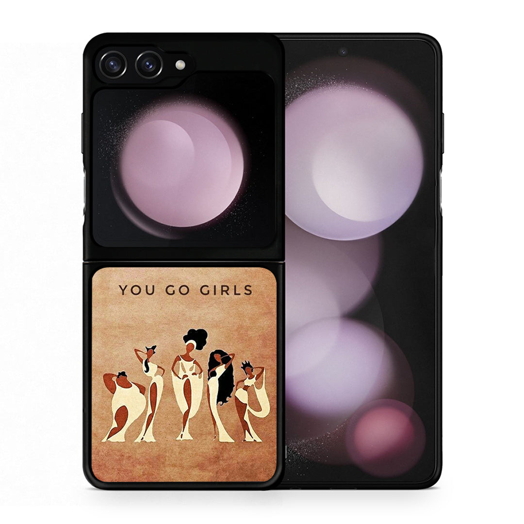 Θήκη Samsung Galaxy Z Flip5 You Go Girl από τη Smartfits με σχέδιο στο πίσω μέρος και μαύρο περίβλημα | Samsung Galaxy Z Flip5 You Go Girl case with colorful back and black bezels