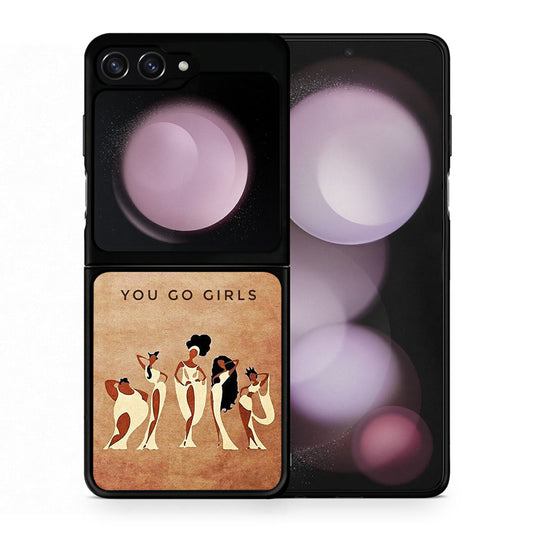 Θήκη Samsung Galaxy Z Flip5 You Go Girl από τη Smartfits με σχέδιο στο πίσω μέρος και μαύρο περίβλημα | Samsung Galaxy Z Flip5 You Go Girl case with colorful back and black bezels