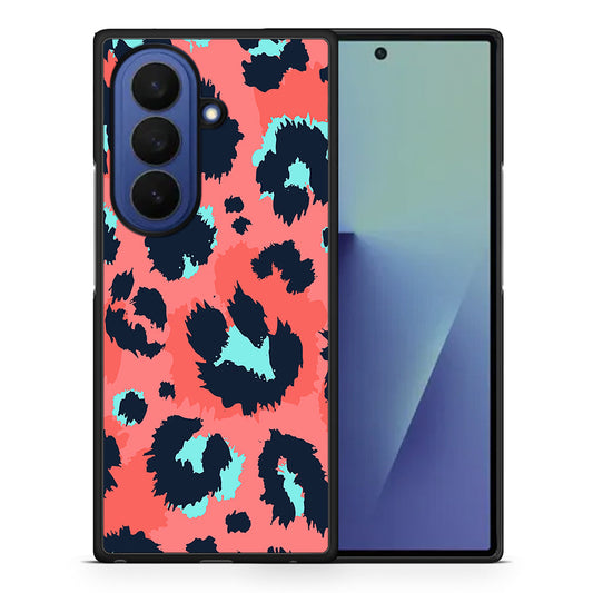 Θήκη Samsung Galaxy Z Fold7 Pink Leopard Animal από τη Smartfits με σχέδιο στο πίσω μέρος και μαύρο περίβλημα | Samsung Galaxy Z Fold7 Pink Leopard Animal case with colorful back and black bezels