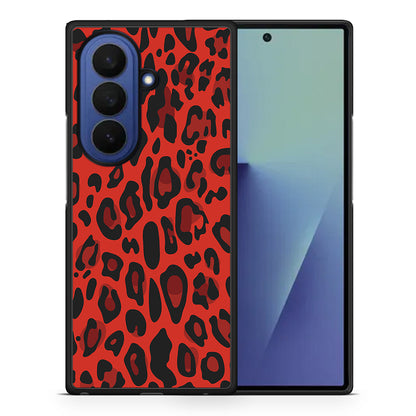 Θήκη Samsung Galaxy Z Fold7 Red Leopard Animal από τη Smartfits με σχέδιο στο πίσω μέρος και μαύρο περίβλημα | Samsung Galaxy Z Fold7 Red Leopard Animal case with colorful back and black bezels