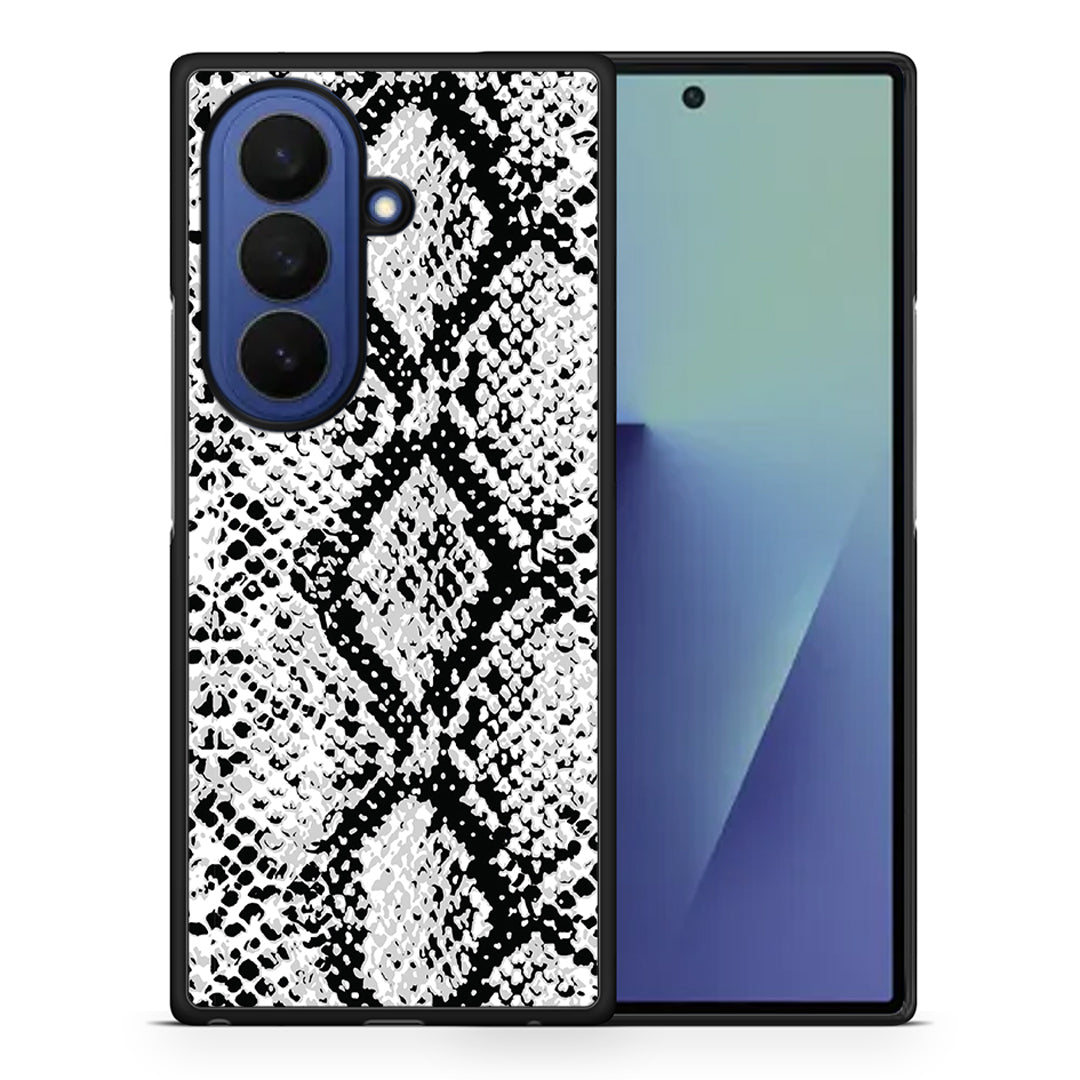 Θήκη Samsung Galaxy Z Fold7 White Snake Animal από τη Smartfits με σχέδιο στο πίσω μέρος και μαύρο περίβλημα | Samsung Galaxy Z Fold7 White Snake Animal case with colorful back and black bezels
