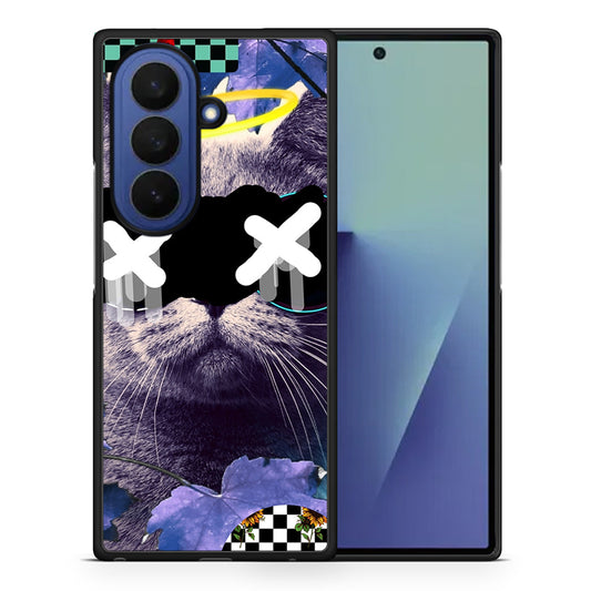 Θήκη Samsung Galaxy Z Fold7 Cat Collage από τη Smartfits με σχέδιο στο πίσω μέρος και μαύρο περίβλημα | Samsung Galaxy Z Fold7 Cat Collage case with colorful back and black bezels
