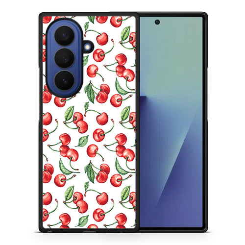 Θήκη Samsung Galaxy Z Fold7 Cherry Summer από τη Smartfits με σχέδιο στο πίσω μέρος και μαύρο περίβλημα | Samsung Galaxy Z Fold7 Cherry Summer case with colorful back and black bezels