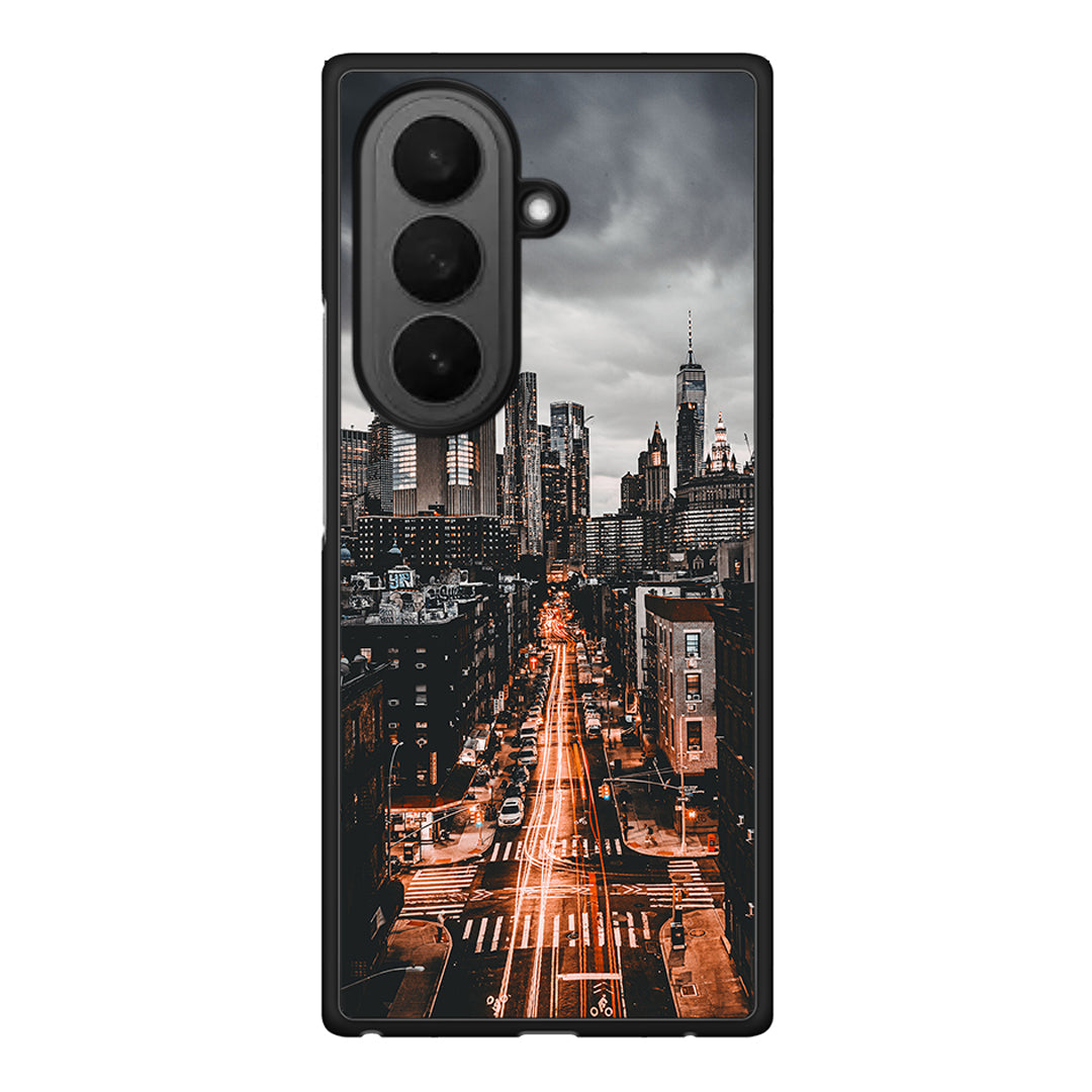 Samsung Galaxy Z Fold7 City Lights θήκη από τη Smartfits με σχέδιο στο πίσω μέρος και μαύρο περίβλημα | Smartphone case with colorful back and black bezels by Smartfits
