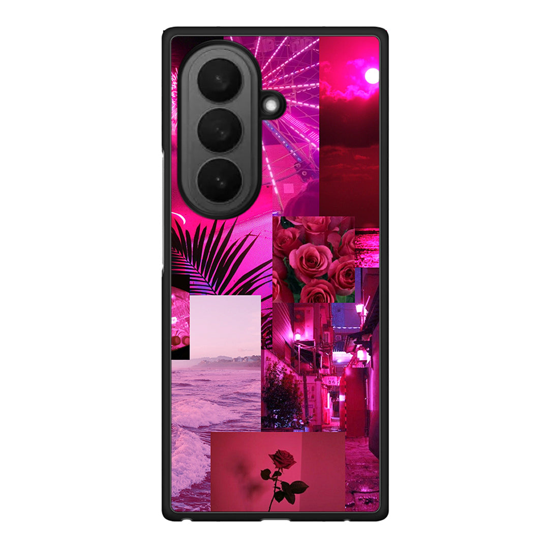 Samsung Galaxy Z Fold7 Collage Red Roses Θήκη Αγίου Βαλεντίνου από τη Smartfits με σχέδιο στο πίσω μέρος και μαύρο περίβλημα | Smartphone case with colorful back and black bezels by Smartfits