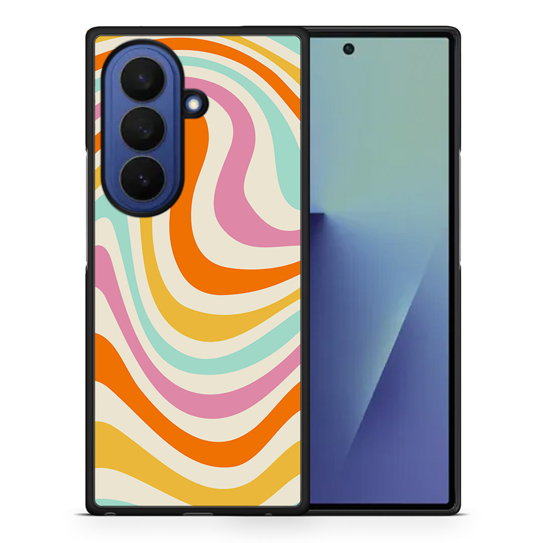 Θήκη Samsung Galaxy Z Fold7 Colourful Waves από τη Smartfits με σχέδιο στο πίσω μέρος και μαύρο περίβλημα | Samsung Galaxy Z Fold7 Colourful Waves case with colorful back and black bezels
