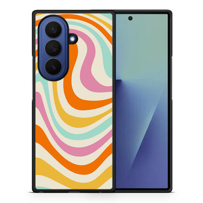 Θήκη Samsung Galaxy Z Fold7 Colourful Waves από τη Smartfits με σχέδιο στο πίσω μέρος και μαύρο περίβλημα | Samsung Galaxy Z Fold7 Colourful Waves case with colorful back and black bezels