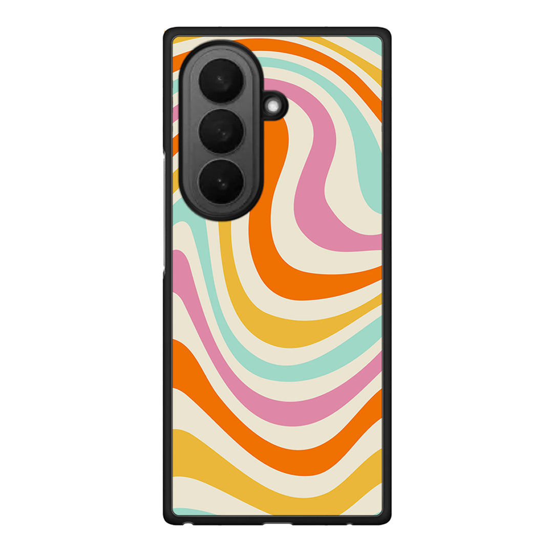Samsung Galaxy Z Fold7 Colourful Waves θήκη από τη Smartfits με σχέδιο στο πίσω μέρος και μαύρο περίβλημα | Smartphone case with colorful back and black bezels by Smartfits