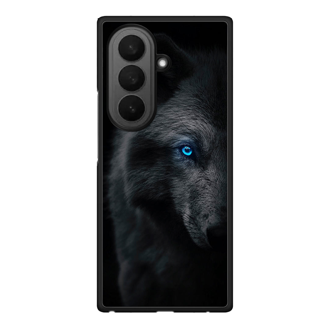 Samsung Galaxy Z Fold7 Dark Wolf θήκη από τη Smartfits με σχέδιο στο πίσω μέρος και μαύρο περίβλημα | Smartphone case with colorful back and black bezels by Smartfits