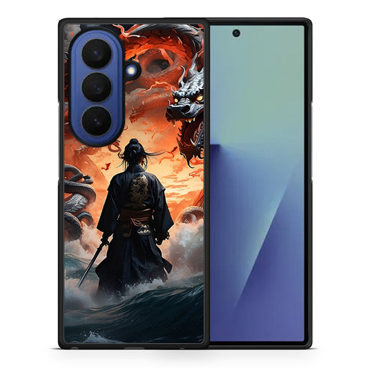 Θήκη Samsung Galaxy Z Fold7 Dragons Fight από τη Smartfits με σχέδιο στο πίσω μέρος και μαύρο περίβλημα | Samsung Galaxy Z Fold7 Dragons Fight case with colorful back and black bezels