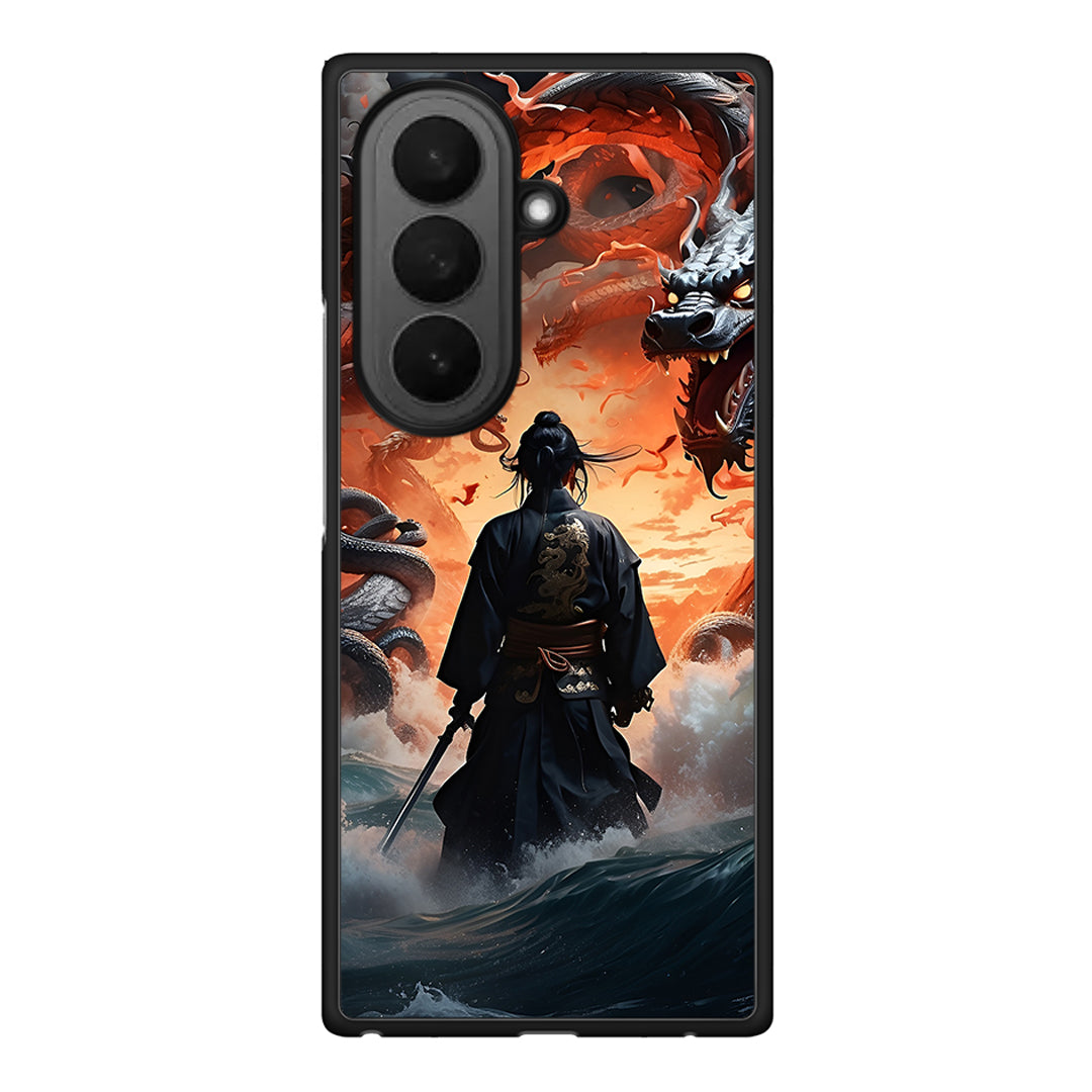 Samsung Galaxy Z Fold7 Dragons Fight θήκη από τη Smartfits με σχέδιο στο πίσω μέρος και μαύρο περίβλημα | Smartphone case with colorful back and black bezels by Smartfits