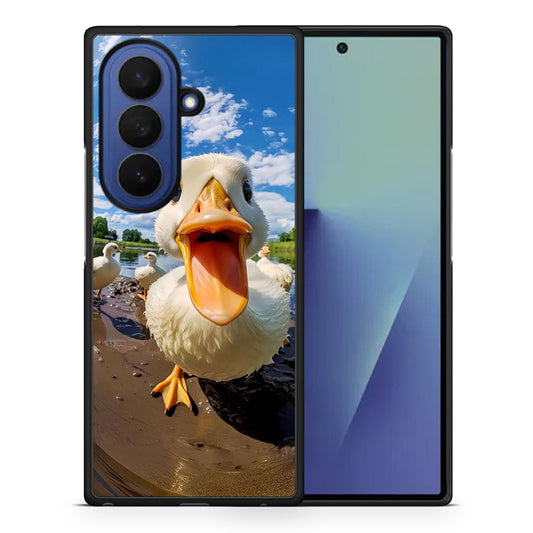 Θήκη Samsung Galaxy Z Fold7 Duck Face από τη Smartfits με σχέδιο στο πίσω μέρος και μαύρο περίβλημα | Samsung Galaxy Z Fold7 Duck Face case with colorful back and black bezels