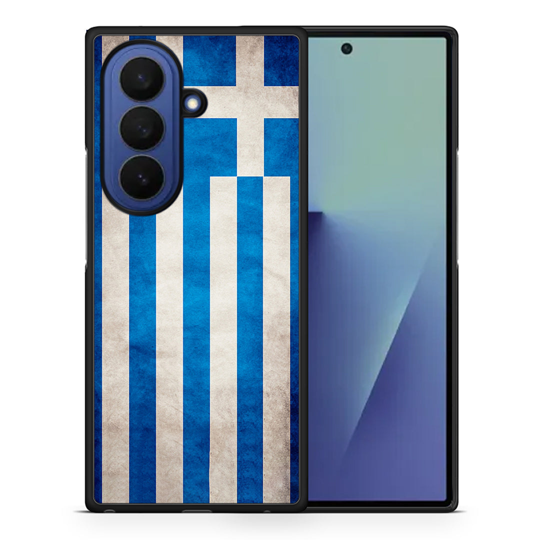 Θήκη Samsung Galaxy Z Fold7 Greek Flag από τη Smartfits με σχέδιο στο πίσω μέρος και μαύρο περίβλημα | Samsung Galaxy Z Fold7 Greek Flag case with colorful back and black bezels