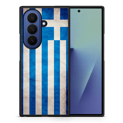 Θήκη Samsung Galaxy Z Fold7 Greek Flag από τη Smartfits με σχέδιο στο πίσω μέρος και μαύρο περίβλημα | Samsung Galaxy Z Fold7 Greek Flag case with colorful back and black bezels