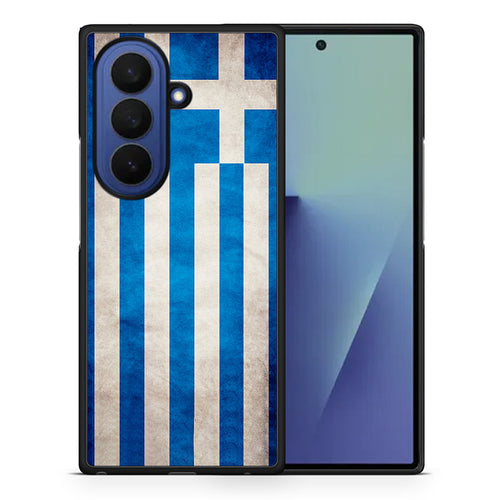 Θήκη Samsung Galaxy Z Fold7 Greek Flag από τη Smartfits με σχέδιο στο πίσω μέρος και μαύρο περίβλημα | Samsung Galaxy Z Fold7 Greek Flag case with colorful back and black bezels