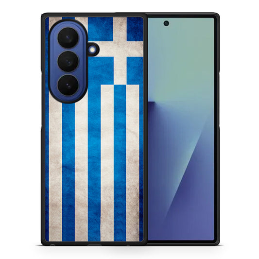 Θήκη Samsung Galaxy Z Fold7 Greek Flag από τη Smartfits με σχέδιο στο πίσω μέρος και μαύρο περίβλημα | Samsung Galaxy Z Fold7 Greek Flag case with colorful back and black bezels