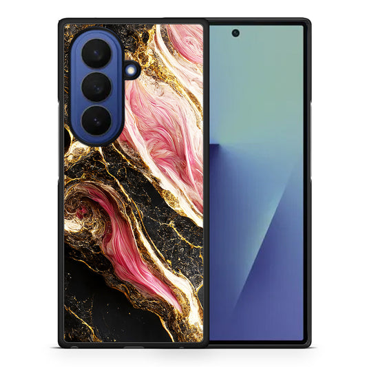 Θήκη Samsung Galaxy Z Fold7 Glamorous Pink Marble από τη Smartfits με σχέδιο στο πίσω μέρος και μαύρο περίβλημα | Samsung Galaxy Z Fold7 Glamorous Pink Marble case with colorful back and black bezels