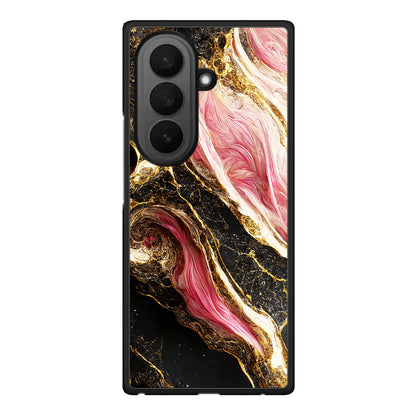 Samsung Galaxy Z Fold7 Glamorous Pink Marble θήκη από τη Smartfits με σχέδιο στο πίσω μέρος και μαύρο περίβλημα | Smartphone case with colorful back and black bezels by Smartfits