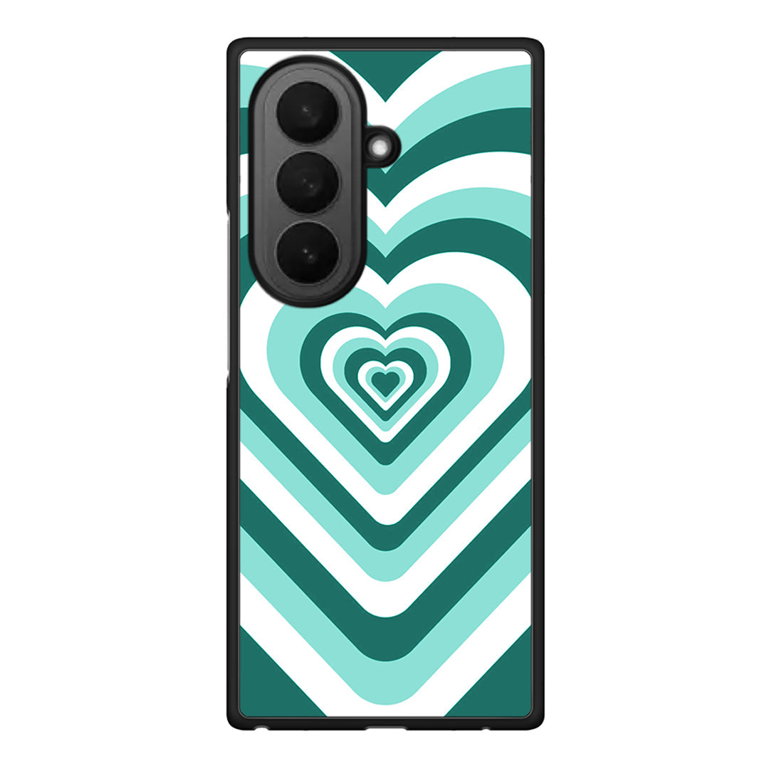 Samsung Galaxy Z Fold7 Green Hearts θήκη από τη Smartfits με σχέδιο στο πίσω μέρος και μαύρο περίβλημα | Smartphone case with colorful back and black bezels by Smartfits