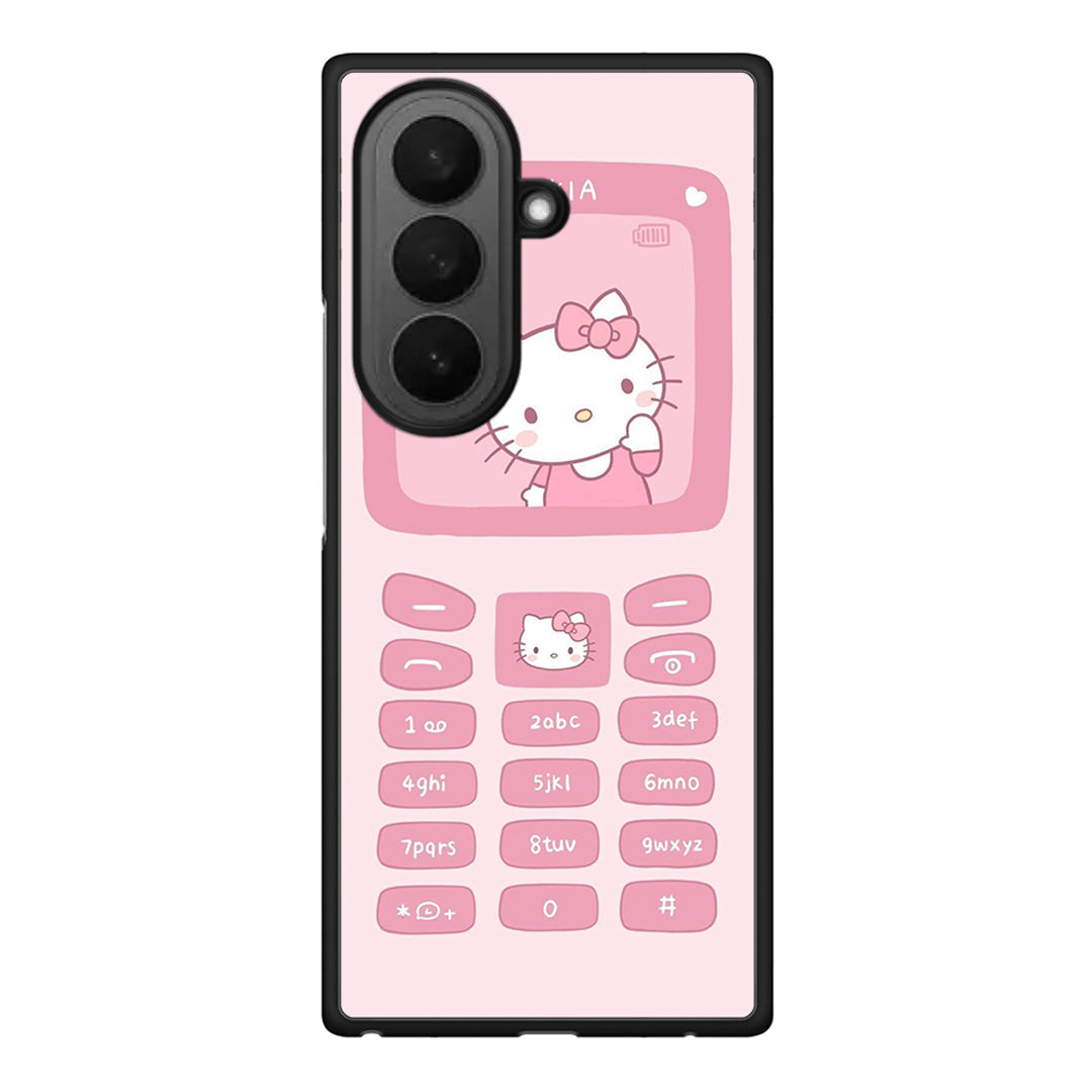 Samsung Galaxy Z Fold7 Hello Kitten Θήκη Αγίου Βαλεντίνου από τη Smartfits με σχέδιο στο πίσω μέρος και μαύρο περίβλημα | Smartphone case with colorful back and black bezels by Smartfits