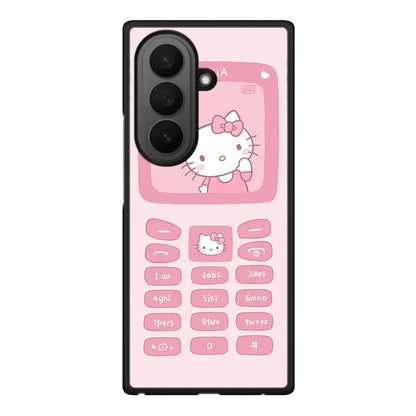 Samsung Galaxy Z Fold7 Hello Kitten Θήκη Αγίου Βαλεντίνου από τη Smartfits με σχέδιο στο πίσω μέρος και μαύρο περίβλημα | Smartphone case with colorful back and black bezels by Smartfits