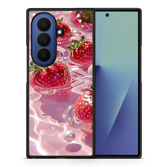 Θήκη Samsung Galaxy Z Fold7 Juicy Strawberries από τη Smartfits με σχέδιο στο πίσω μέρος και μαύρο περίβλημα | Samsung Galaxy Z Fold7 Juicy Strawberries case with colorful back and black bezels
