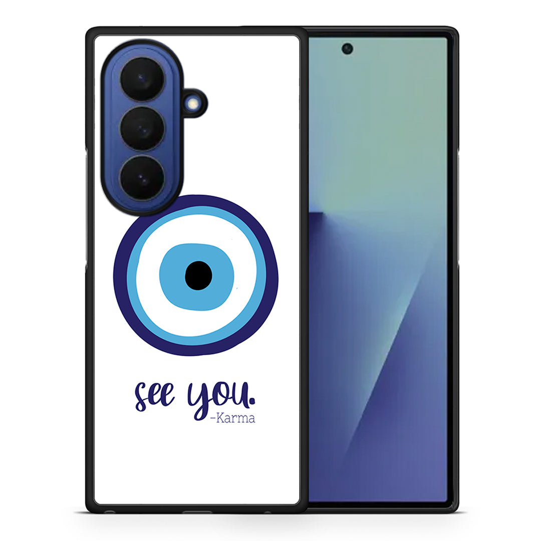 Θήκη Samsung Galaxy Z Fold7 Karma Says από τη Smartfits με σχέδιο στο πίσω μέρος και μαύρο περίβλημα | Samsung Galaxy Z Fold7 Karma Says case with colorful back and black bezels