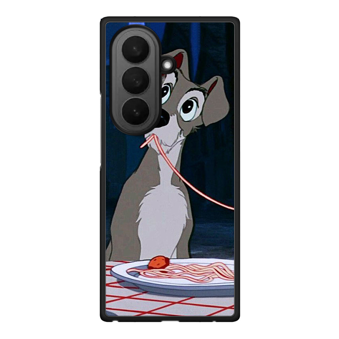 Samsung Galaxy Z Fold7 Lady And Tramp 1 Θήκη Αγίου Βαλεντίνου από τη Smartfits με σχέδιο στο πίσω μέρος και μαύρο περίβλημα | Smartphone case with colorful back and black bezels by Smartfits