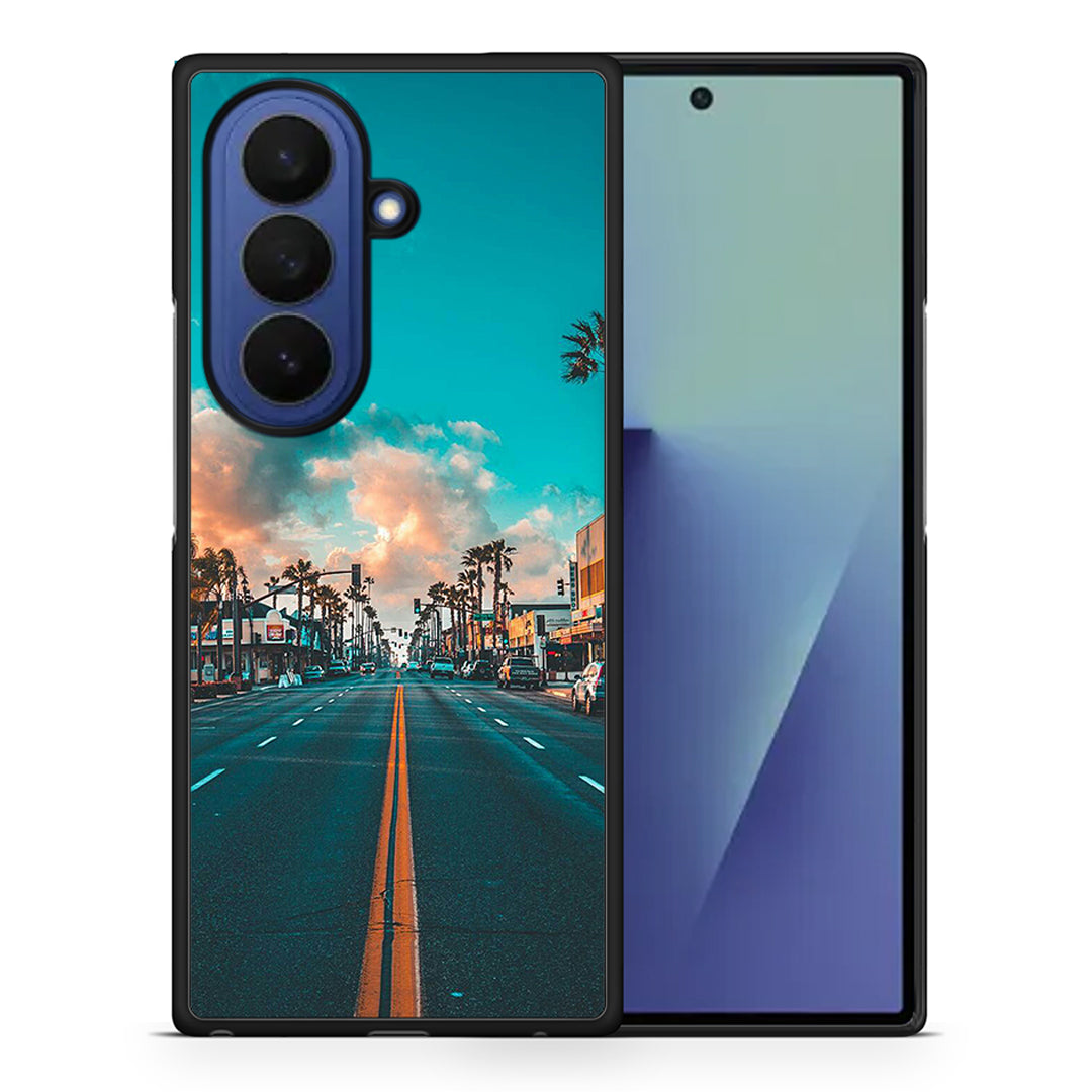 Θήκη Samsung Galaxy Z Fold7 City Landscape από τη Smartfits με σχέδιο στο πίσω μέρος και μαύρο περίβλημα | Samsung Galaxy Z Fold7 City Landscape case with colorful back and black bezels