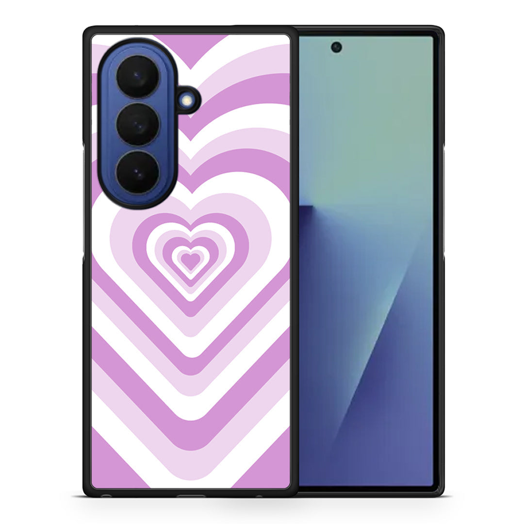 Θήκη Samsung Galaxy Z Fold7 Lilac Hearts από τη Smartfits με σχέδιο στο πίσω μέρος και μαύρο περίβλημα | Samsung Galaxy Z Fold7 Lilac Hearts case with colorful back and black bezels