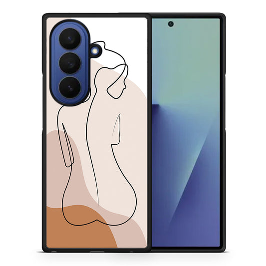 Θήκη Samsung Galaxy Z Fold7 LineArt Woman από τη Smartfits με σχέδιο στο πίσω μέρος και μαύρο περίβλημα | Samsung Galaxy Z Fold7 LineArt Woman case with colorful back and black bezels