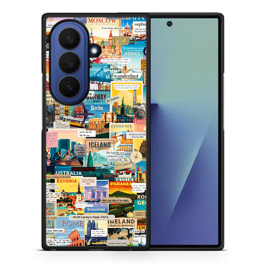 Θήκη Samsung Galaxy Z Fold7 Live To Travel από τη Smartfits με σχέδιο στο πίσω μέρος και μαύρο περίβλημα | Samsung Galaxy Z Fold7 Live To Travel case with colorful back and black bezels